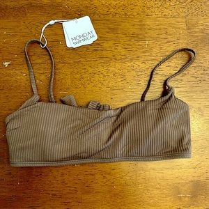 Monday Swimwear Bikini Top - Taupe, Crinkle, Medium